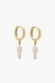 Double Pearl 18k Gold Plated Huggie EOL Earrings