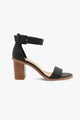 Grady Black Leather Ankle Strap Heel