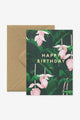 Green Floral Gold Foil Happy Birthday Card