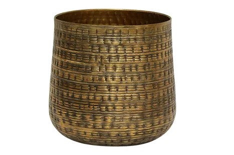 Farida Hammered Gold Small Planter 15x15x15cm HW Planters, Foliage, Artificial Flowers French Country   