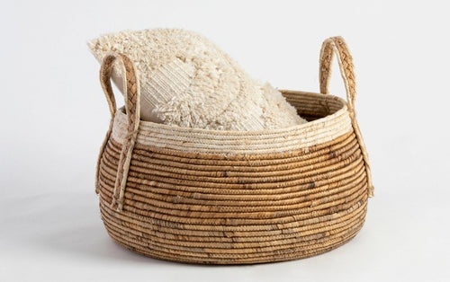 Harper Natural White Woven Basket 28x28cm HW Storage - Stand, Bottle, Box, Basket, Tray Robert Mark   