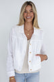 Isabella White Fringe Hem Linen Jean Style Jacket