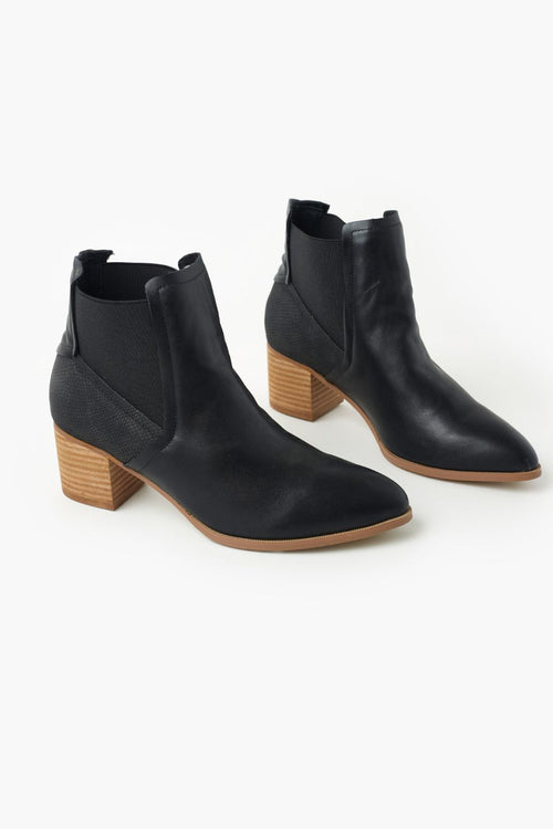 Kelly Black Vegan Leather Heeled Boot ACC Shoes - Boots Walnut   