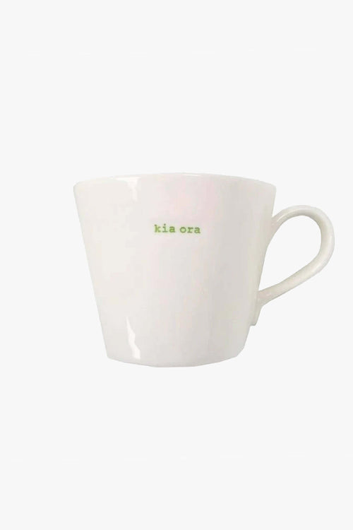 Kia Ora White Bucket Mug 350ml HW Mugs Keith Brymer Jones   