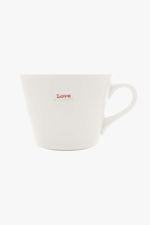 Love White Bucket Mug 350ml EOL HW Mugs Keith Brymer Jones   