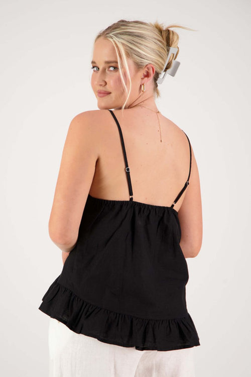 Lyla Black Linen Peplum Hem Cami WW Top Among the Brave   