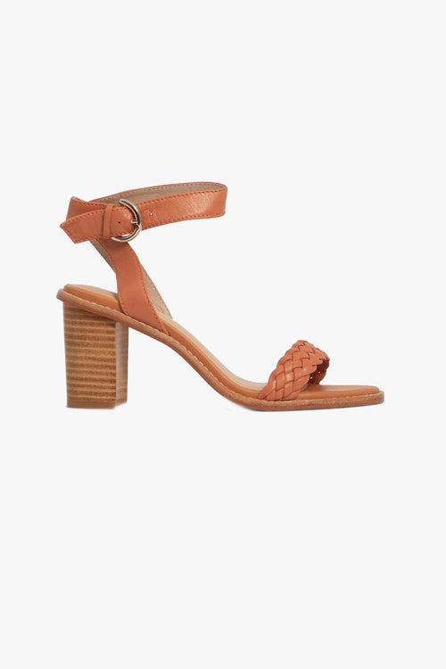 Makena Nude Leather Braided Heel ACC Shoes - Heels Nude   