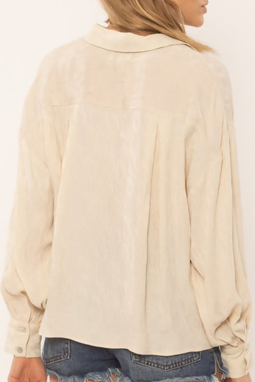 Maya Bay LS Woven Cream Blouse WW Top Amuse Society   