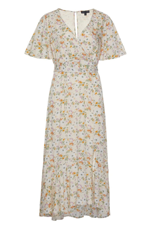 Striking Spring Floral Flutter Sleeve Cross Over Midi Dress WW Dress Among the Brave   