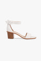 Mickee White Leather Block Heel