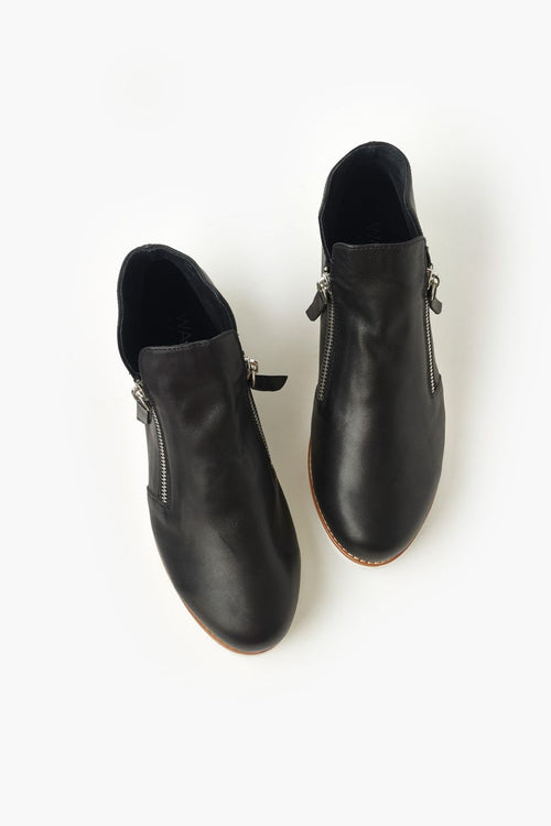 Morgan Black Leather Boots with Zips + White Sole ACC Shoes - Boots Walnut   