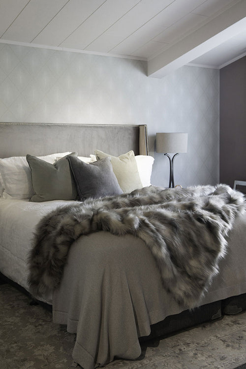 Faux Fur Mountain Hare Grey Throw HW Throws Heirloom   