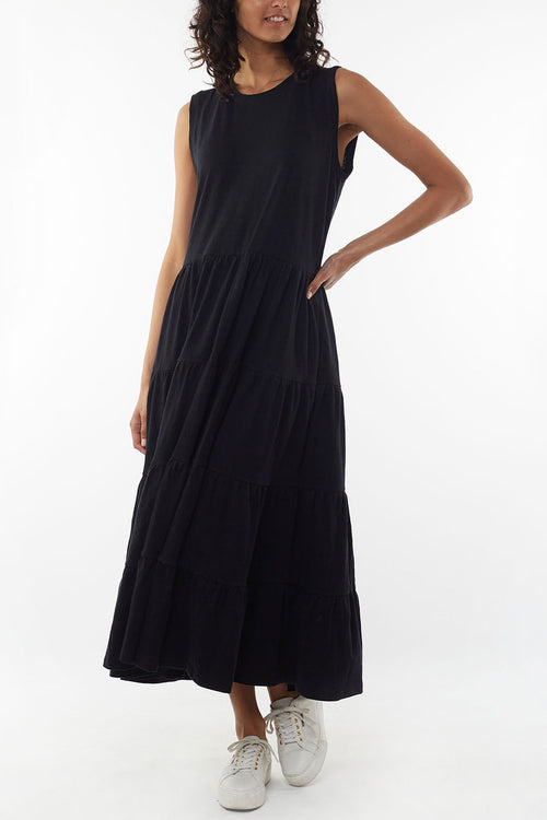 Nebraska Black SL Tiered Maxi Dress WW Dress Foxwood   