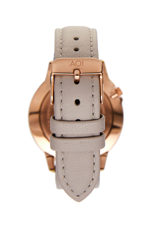 Osaka Rose Gold with White Face 40mm Watch with Grey Leather Strap ACC Watches Not specified   