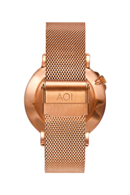 Osaka Rose Gold with White Face 40mm Watch with Rose Gold Mesh Steel Strap ACC Watches Not specified   