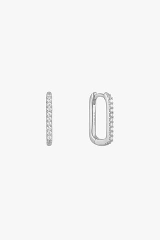Glam Rock Silver Oval Hoop Earrings ACC Jewellery Ania Haie   