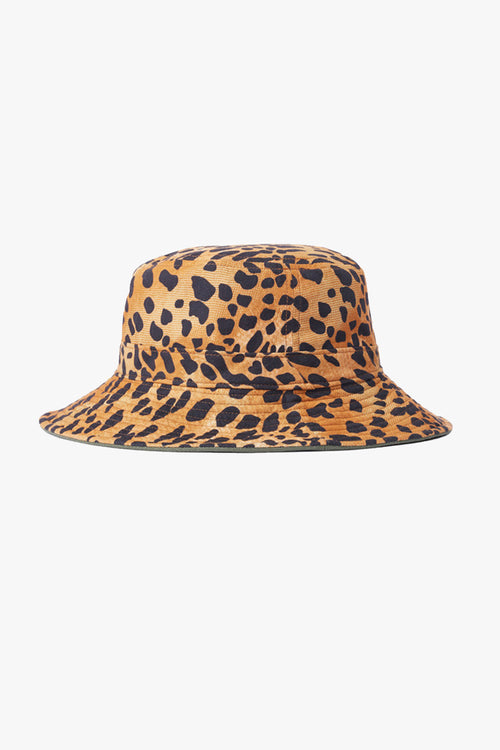 Petra Reversible Military Olive Leopard Bucket Hat ACC Hats Brixton   