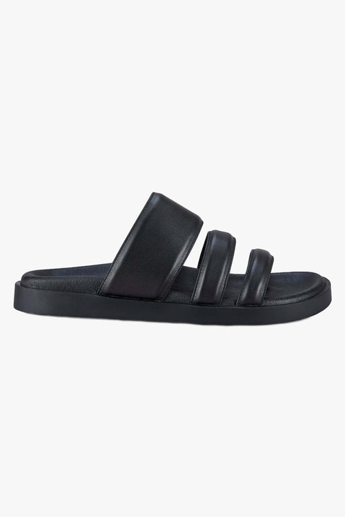 Pia Black Triple Strap Footbed Slide ACC Shoes - Slides, Sandals Sol Sana   