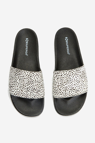 1908 Ponyhair Pool Slide Black Dalmation ACC Shoes - Slides, Sandals Superga   