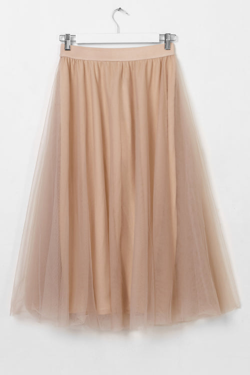 Wonderland Dusty Pink Mesh Layered Midi Skirt WW Skirt Among the Brave   