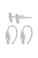 Radiance Stud and Hook Earrings Set Silver Plated with Crystals