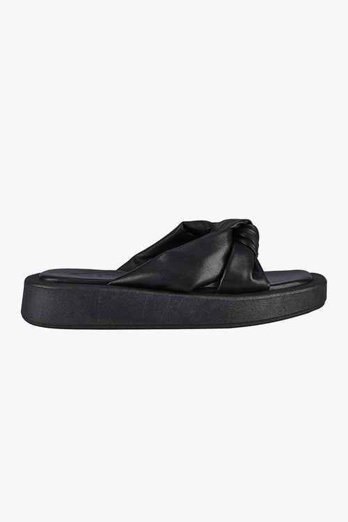 Rowey Flatform Knotted Black Vegan Leather Slide General St Sana   