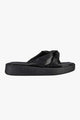 Rowey Flatform Knotted Black Vegan Leather Slide