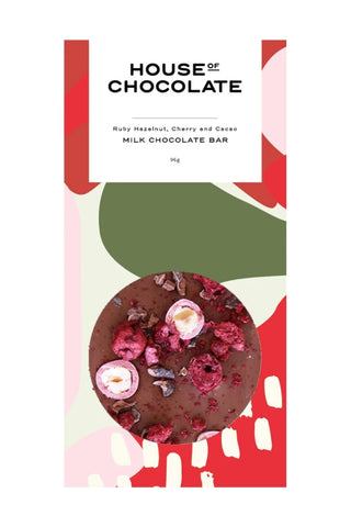 Ruby Hazelnut Cherry and Cacoa Milk Chocolate Bar HW Food & Drink House of Chocolate   