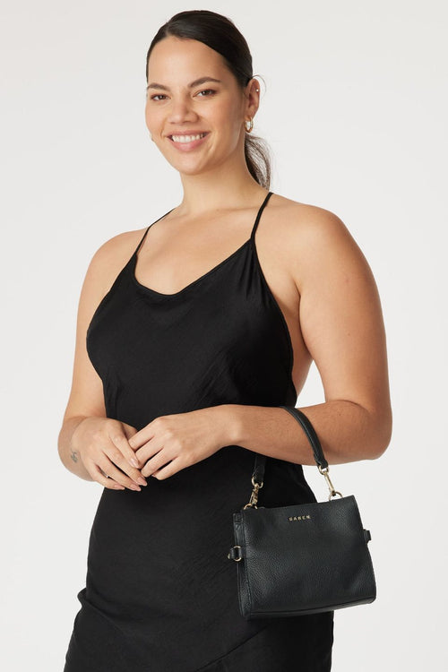 Birdie Black Mini Top Handle Square Crossbody Bag ACC Bags - All, incl Phone Bags Saben   