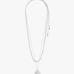 Nomad Double Chain Coin Pendant Necklace Silver ACC Jewellery Pilgrim   