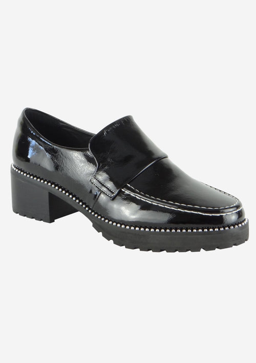 Selina Black Patent Leather Loafer General Caverley   