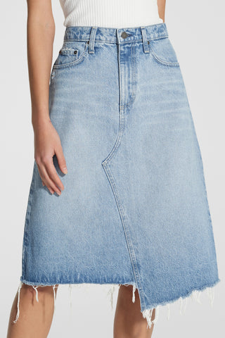 Skewed Bliss Blue Midi Denim Skirt WW Skirt Nobody Denim   