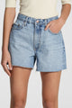 Stevie Ripple Mid Blue Raw Edge Denim Short