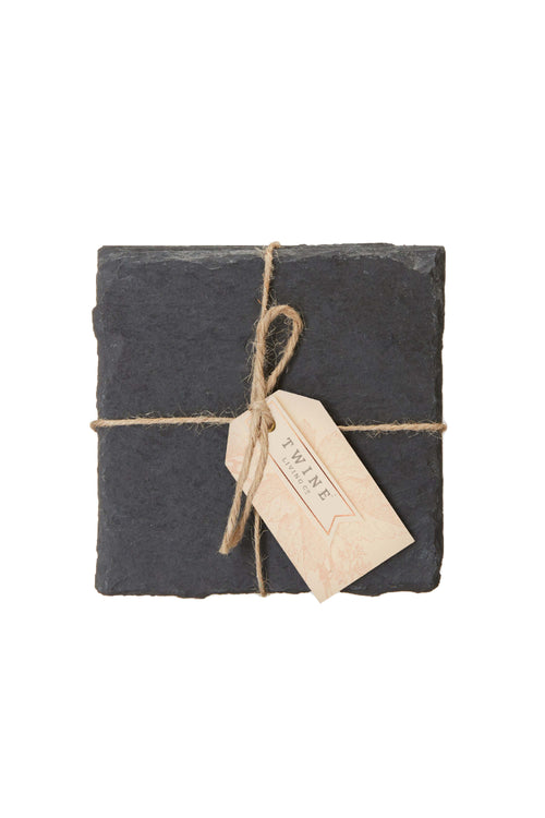 Square Slate Coasters Set of 4 HW Serveware - Plate, Bowl, Servers, Dish, Platter Twine Living   