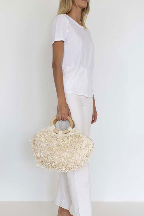 Tahiti Ivory Straw Bag with Wooden Handle ACC Bags - All, incl Phone Bags Humidity Lifestyle   