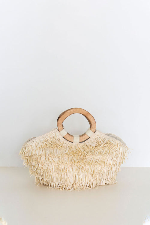 Tahiti Ivory Straw Bag with Wooden Handle ACC Bags - All, incl Phone Bags Humidity Lifestyle   