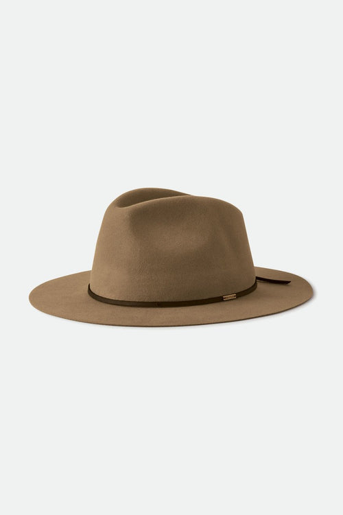 Wesley Packable Fedora Khaki Wool Felt Hat ACC Hats Brixton   