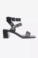 Tommy Black Leather Strappy Studded Heel