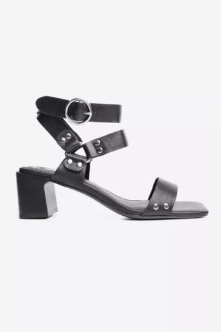 Tommy Black Leather Strappy Studded Heel General Caverley   