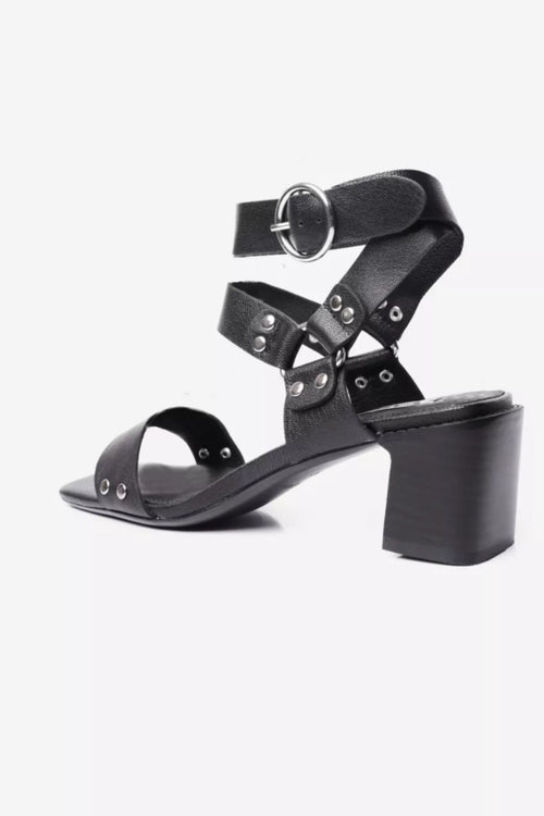 Tommy Black Leather Strappy Studded Heel General Caverley   