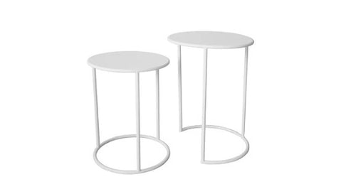 Trang White Round Metal Nest of Tables HW Furniture - Chair, Table, Floor Mirror, Shelf Le Forge   