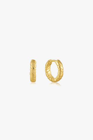 Smooth Operators Gold Twisted Huggie Earrings ACC Jewellery Ania Haie   