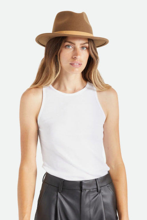 Messer Fedora Desert Palm Natural Wool Felt Hat ACC Hats Brixton   