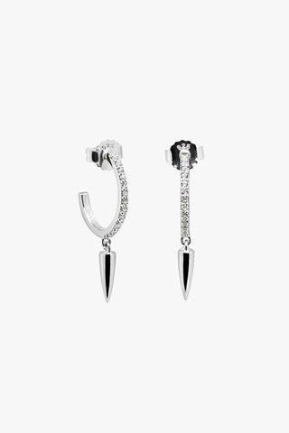 Dagger Diamante Sterling Silver Hoop Earrings ACC Jewellery Murkani   