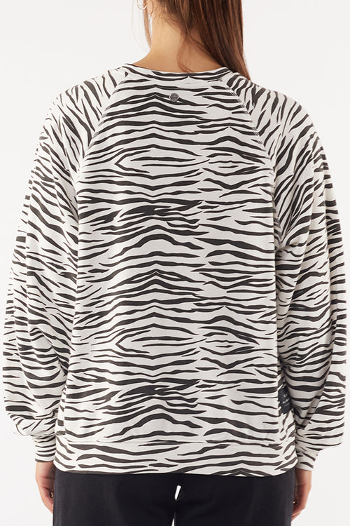 Zebra Print LS White Crew WW Sweatshirt All About Eve   